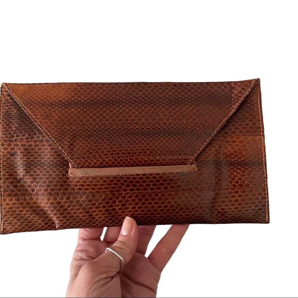 Beirn brown snakeskin clutch